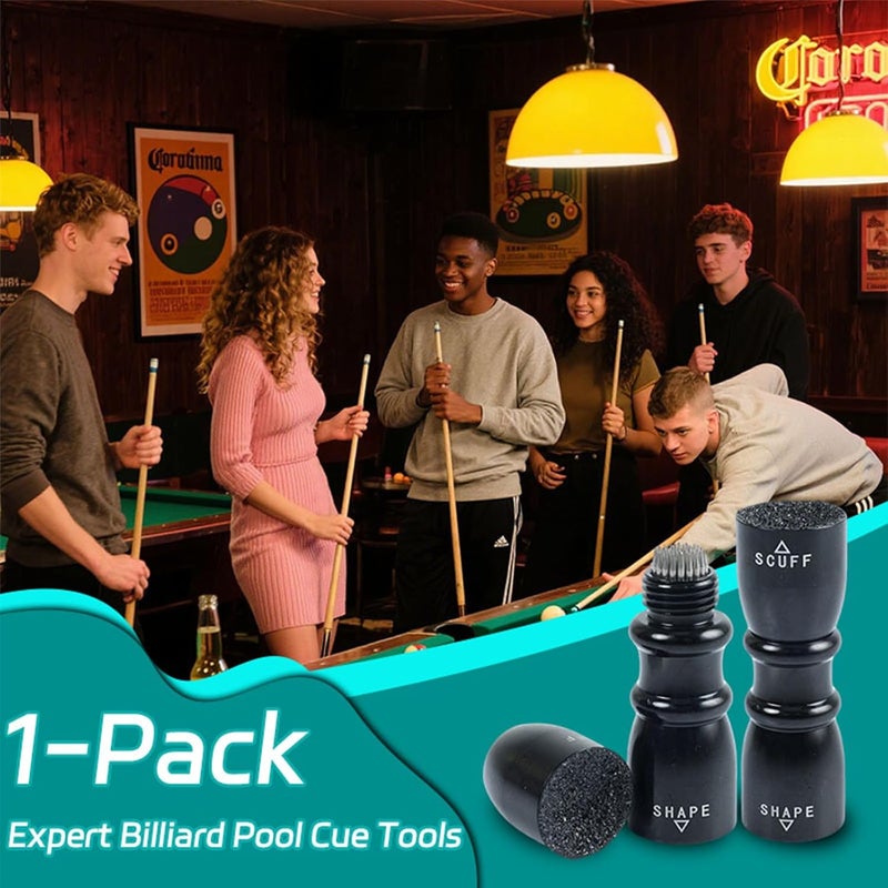 VortecSys Pool Cue Tip Tools, Premium 3-in-1 Billiard Cue Tip Shaper, Compact Billiards Pool Accessories & Tip Repair Kit, Gifts for Husbands and Friends (Black) - Image 2